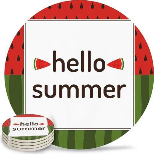Summer Watermelon Stripes Coasters Coffee Table Decor Kitchen Accessories Ceramic Coaster Dinning Table Decoration Placemats