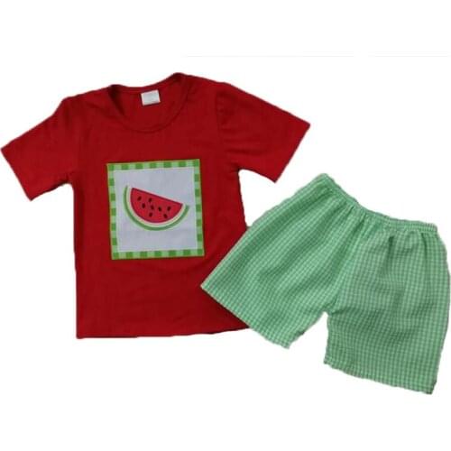 2020 summer hot sale kids clothes boys embroidery watermelon print boutique kids summer clothing