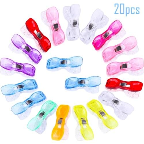 LMDZ 20 Pcs Mixed Plastic Sewing Clips large Sewing Knitting Clips for Patchwork Fabric Craft DIY Sewing Machine Working
