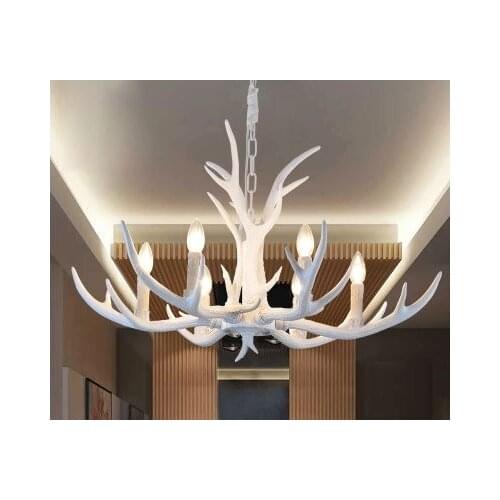 Nordic living room chandelier restaurant clothing store art front right function light white antler chandelier