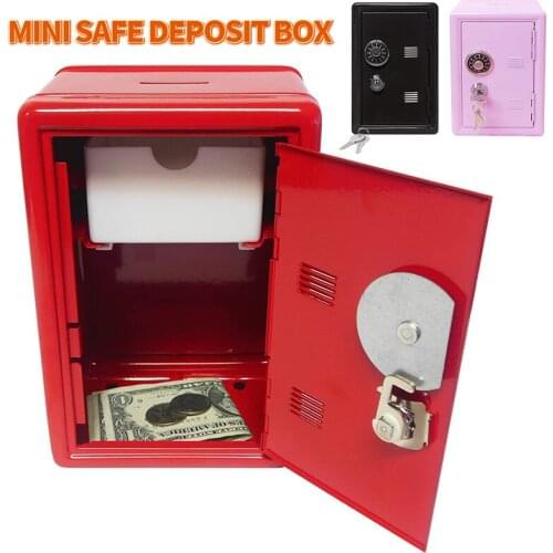 Mini Safe Deposit Box Creative Metal Piggy Bank Coins Cash Money Box Password With Lock for Kids Gifts Cabinet Desktop Ornaments