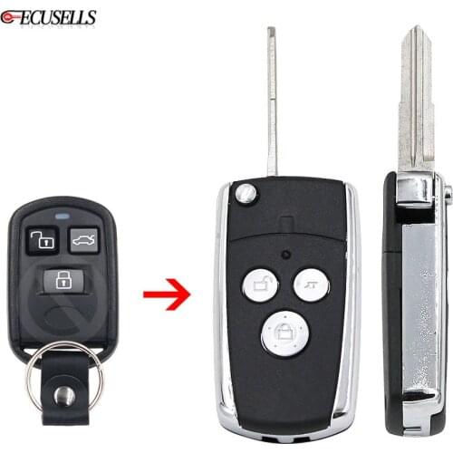 Modified 3 Button Folding Remote Key Shell Case Flip Smart Car Key Housing Cover with Uncut Blade For Hyundai Sonata