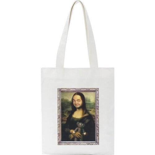 Cartoon Oil Painting Mona Lisa Crossbody Fashion Funny Shoulder Canvas Harajuku Handbag Large Capacity Women Student Books Bag