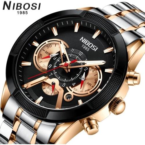 NIBOSI Fashion Mens Watches Top Brand Luxury Military Quartz Clock Watch Steel men sport Waterproof WristWatch Relogio Masculino