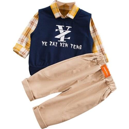 New Spring Autumn Baby Boys Clothes Children Cotton Vest Shirt Pants 3 Piece Set Toddler Fashion Costume Infant Kids Tracksuits