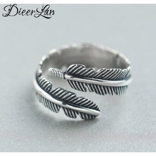 New Charming Open Feather Ring for Women Vintage Boho Party Rings Gothic Punk Jewelry Gifts for Girls 2021