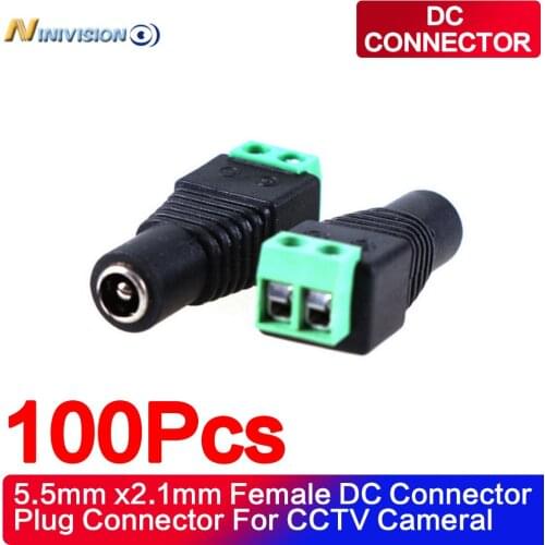 New arrival,100pcs/lot Female DC Connector 5.5/2.1mm CCTV UTP DC Power Plug Adapter Cable DC/AC 2/Camera Video Balun