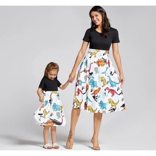 Mothers Day Gift Baby Girl Pajamas Clothes 2021Summer Women Floral Long Skirt Matching Outfits Mom Daughter Kids Fashion Dress