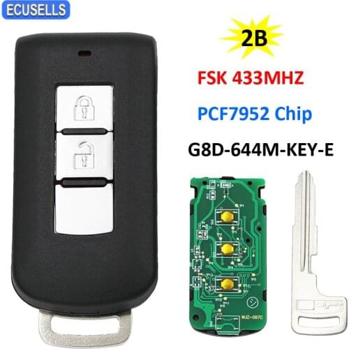 2 Button Remote Key FSK 433Mhz ID46 PCF7952 Chip for Mitsubishi ASX Outlander With Emergency Insert Key Blade G8D-644M-KEY-E