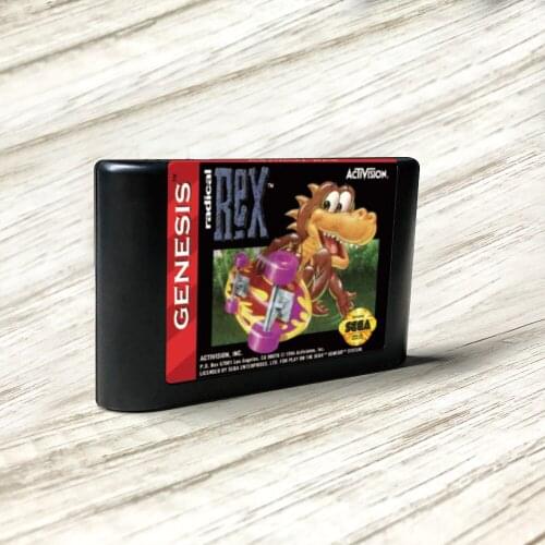 Radical Rex - USA Label Flashkit MD Electroless Gold PCB Card for Sega Genesis Megadrive Video Game Console