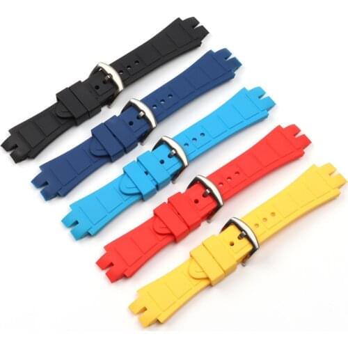 28mm Black Blue Yellow Red Soft Nature Rubber Silicone Watchband For Roger Dubuis Strap For EXCALIBUR Series Pin Buckle