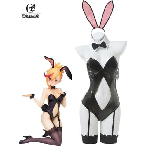 ROLECOS Rin Cosplay Costume Sexy Bunny Jumpsuit Cosplay Game Muse Dash Rin Costume Black Bunny Bodysuit Women Outfit Halloween