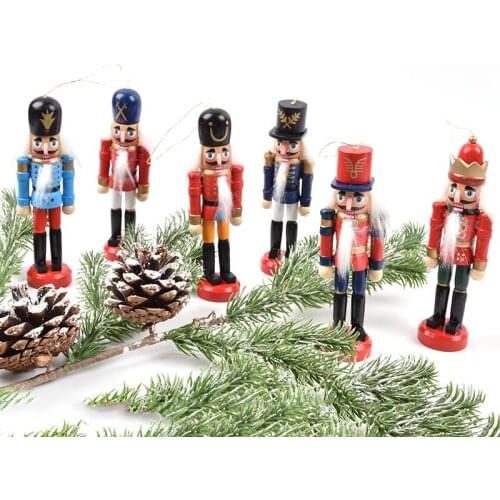 Christmas wooden soldier puppet creative cute walnut soldier decoration pendant Christmas children creative gift ornaments