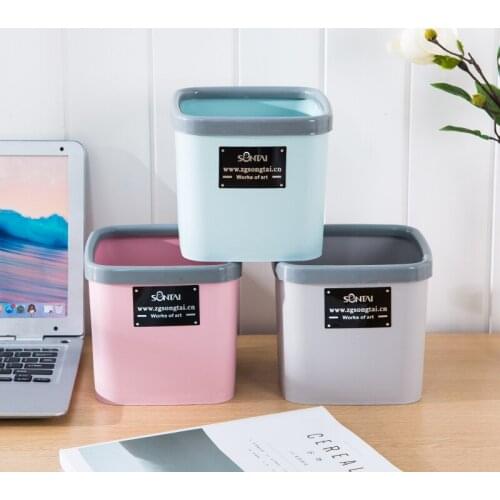 Net red table square small desktop trash can mini living room coffee table study room without cover hot-selling storage bucket