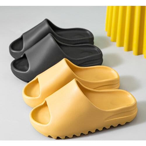WEH Summer Home Men Heel Slippers 4cm Thick Bottom Serrated Sole Non Slip Bathroom Male Slides Indoor Couples Platform Slippers