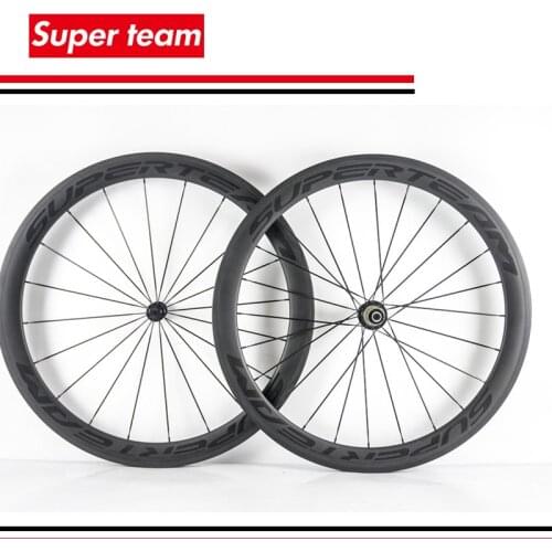 Superteam Road Bike Wheels 700c 50mm Matte Carbon Clincher Complete Wheelset with Decals