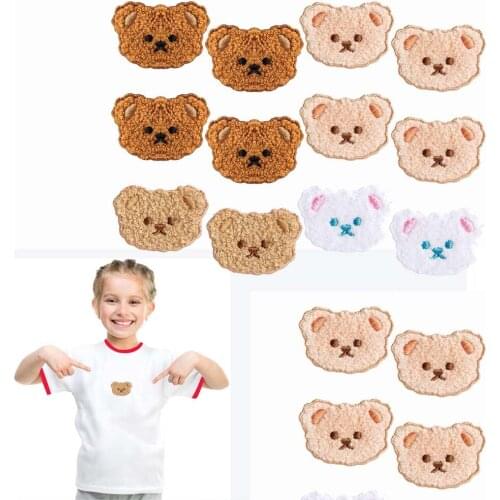 Cute Cartoon Bear Patches Iron on Transfers for Clothing Bags T Shirt Bear Thermal Stickers on Clothes Embroidered Applique