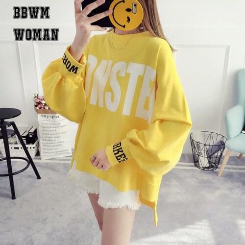 Three Color Can Choose Women T Shirt Round Neck Long Sleeve Letter Printed Spring New Female Tee ZO1796