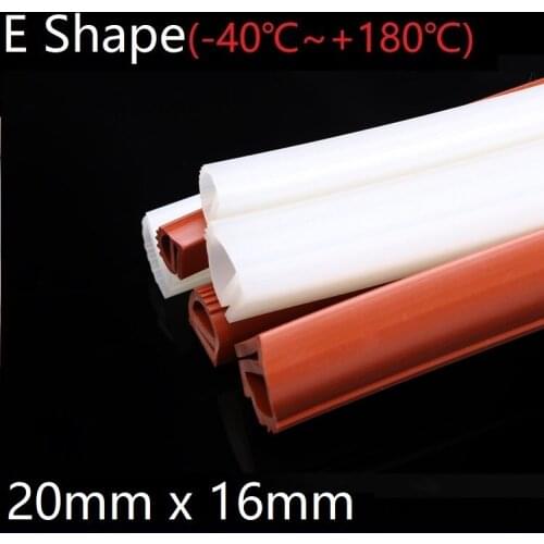 E Shape Seal Strip 20mm x 16mm Soft Silicone Rubber Car Sealing Bar Oven Freezer Door Steaming Machine Weatherstrip Red White