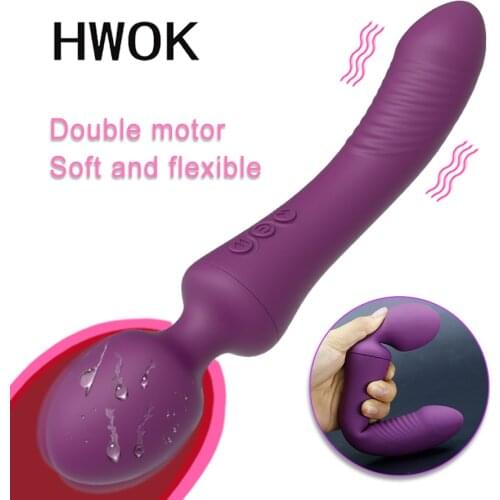 HWOK AV Vibrator for Women Vagina Clitoris Stimulator Dual Motors Body Massager Adults Sex Toys Shocker Female Masturbator