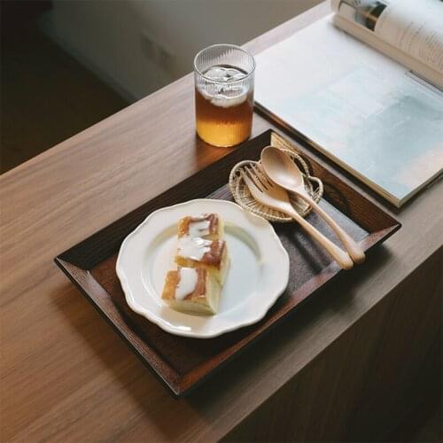 Vintage Wood Serving Tray Breakfast Dinner Plate Rectangle Coffee Toast Plates Desserts Wooden Food Display Platter Home Decor