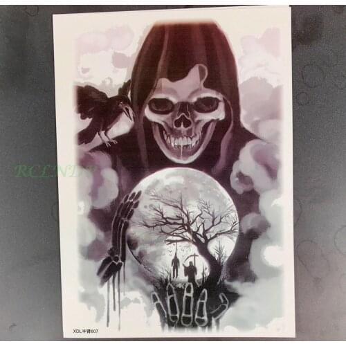 Waterproof Temporary Tattoo Sticker skull ghost Der Totmacher death crow bird tatto for mens arm back flash tatoo fake tattoo