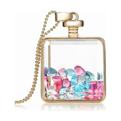 1PC Floating Memory Glass Locket Necklace colorful Acrylic rhinestone beads(3 Designs available)