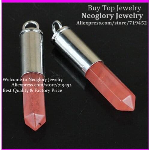 10pcs Nature Red Stone Quartz Gems Point Bullet Pendant Hexagon Quartz Druzy Pendant Real Silver Plated Casing Pendant