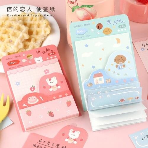 100 Sheets Cute Cartoon Fruity Sweethear Memo Pad Sticky Note Planner Sticker Kawaii Stationery Papeleria Office School Supplies