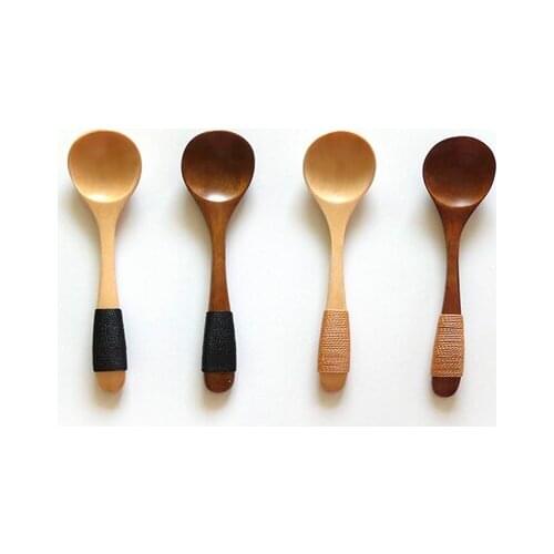 100pcs/ot 13*2.8cm Wooden Spoon Kitchen Cooking Utensil Ice Cream Coffee Tea Soup Spoon wood Honey spoons Handle with yarn