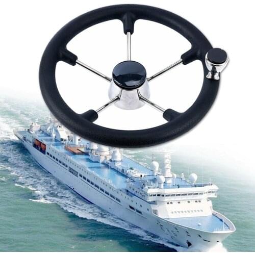 13-1/2 Inch Boat Steering Wheel Black Foam 5 Spoke 25 Degree with Knob Heavy Duty Marine Boat Accessories Marine for Marine Yach