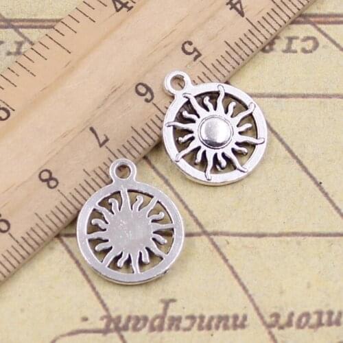 25pcs Charms Sun Sunburst 20x16mm Antique Bronze Silver Color Pendants Making DIY Handmade Tibetan Finding Jewelry For Bracelet