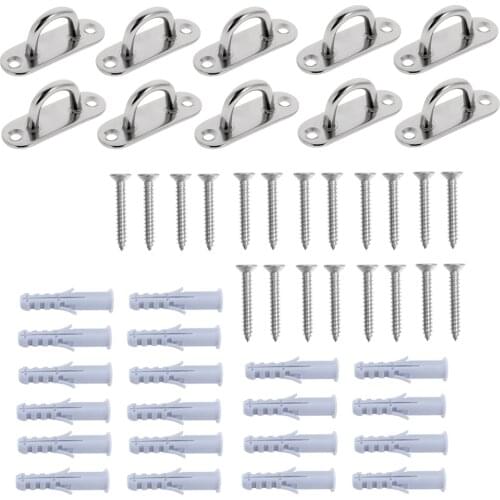 316 Stainless Steel Oblong Plate Staple Ring Marine Hardware Loop U-Shaped Screws Wall Mount Hook Hanger Boat Rigging and Screw