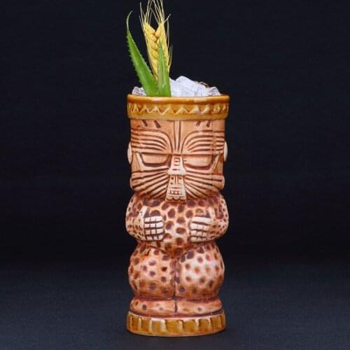 340ml Ceramic Tiki Mug Creative Porcelain Beer Wine Mug Cup Bar Tool