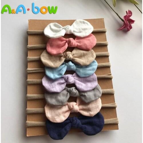 4 Pcs/lot High Quality Handmade solid Nylon Headband Bow Headbands For cute baby Girls Hair Accessories Headwear cloth head band
