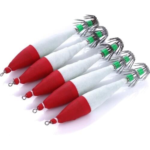 5pcs/lot 10.5cm 6g Squid Jig Cuttlefish Hard Lure Luminous Fishing Tackle Equipment Wood Shrimp Fishing Lure