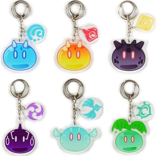 Acrylic Anime Keychain Genshin Impact Keychains Theme Key Holder Cartoon Figure Pendant Keyring Key Decoration Birthday Gift