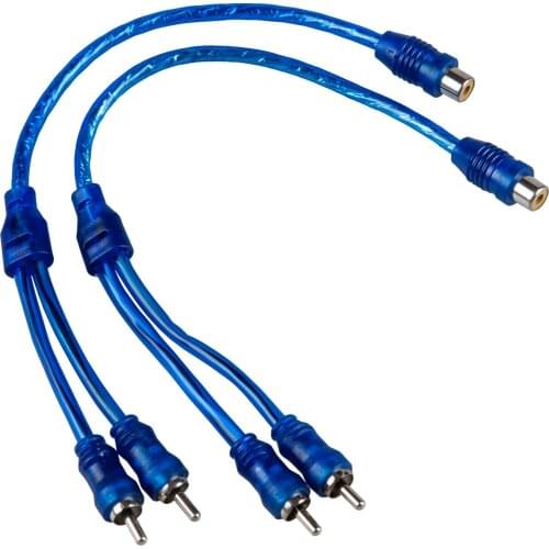 Car Audio RCA Female to 2 RCA Male Splitter Adapter Cable Wire 2 Pcs