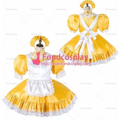 Sissy maid satin dress lockable Uniform cosplay costume Tailor-made[G2148]