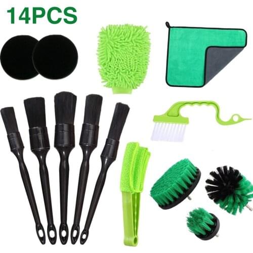 14pcs/set Cleaning Tools Soft Bristle Keyboard Maintenance Portable Car Detailing Brush Stain Removal Ergonomic Universal Panel