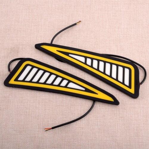 CITALL 2Pcs/Set Car Universal DRL LED Daytime Running Light Driving Turn Signal White/Amber