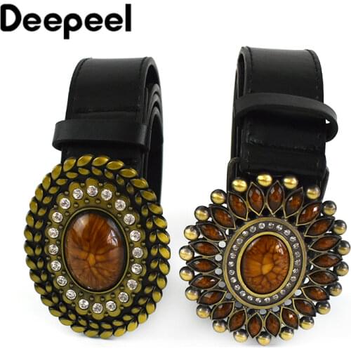 Deepeel 1pc 3.8*115cm Women Fashion Corset Wide Female Belt Alloy Smooth Buckle Belts with Stones Buckles Decorative Waistband
