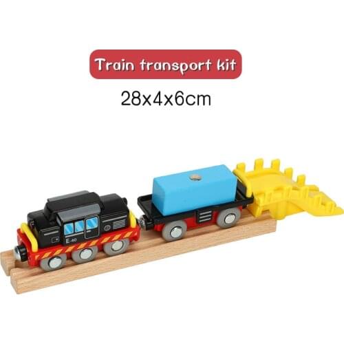 Wood Magnetism Small Car Scene Engineering Transport Vehicle Car Compatible with Wood Train Track Puzzle Toys for Children