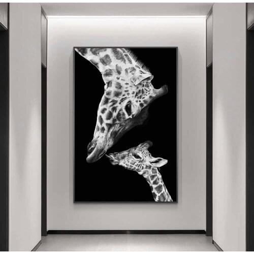 Giraffe Mother and Child Canvas Paintings On the Wall Art Posters and Prints Nordic Animals Funny Art Pictures Cuadros Decor