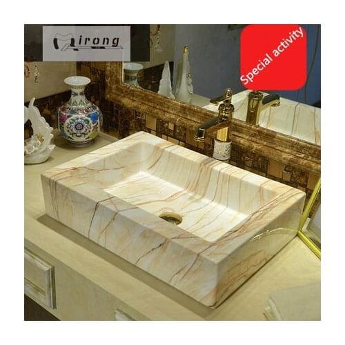 Jingdezhen european-style pastoral art stage basin wash basin rectangular lavabo thicken square marble stage basin