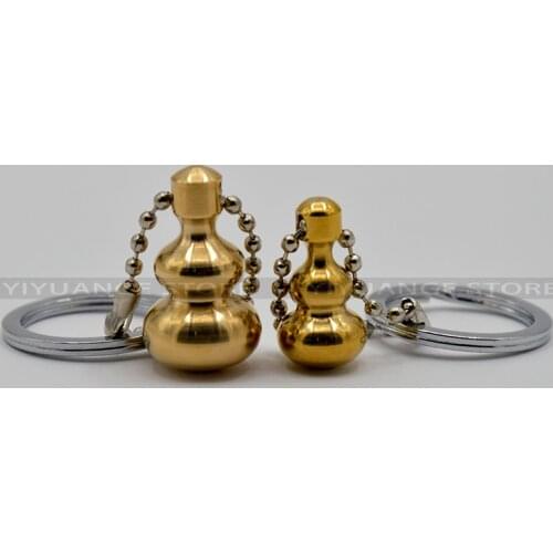 Chinese Feng Shui Wu Lou Hu Lu Copper Gourd Amulet Brass FOR Protection Good Health Bless Safety Keychain Home Decor