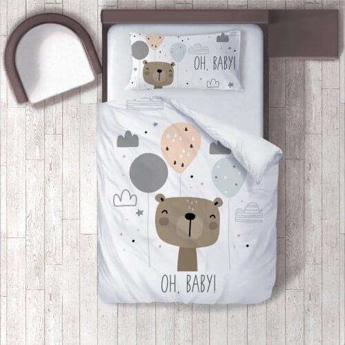 Duvet Cover Set Bedding Set Pillow Case for Baby and Kids Room 3D Printed White Balloon Baby Bear Model 1387