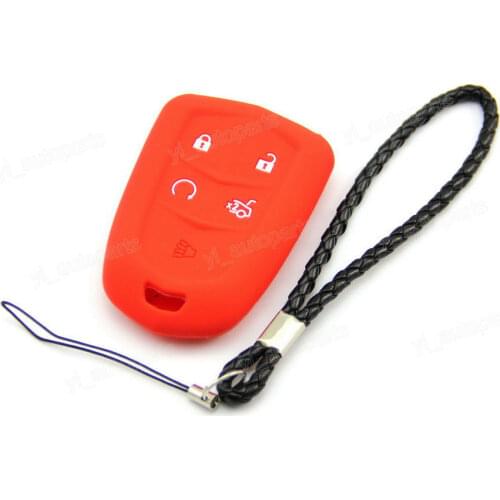 Red Silicone Case Cover For Cadillac Remote Smart Key 5 Buttons HYQ2AB CAD5ZBRE