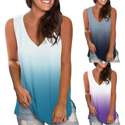 Deep V Neck Women Crop Top For Summer Gradual Lady Tank Top Fashion Casual Loose Tee Shirt Sleeveless Summer Female Tank Top D30