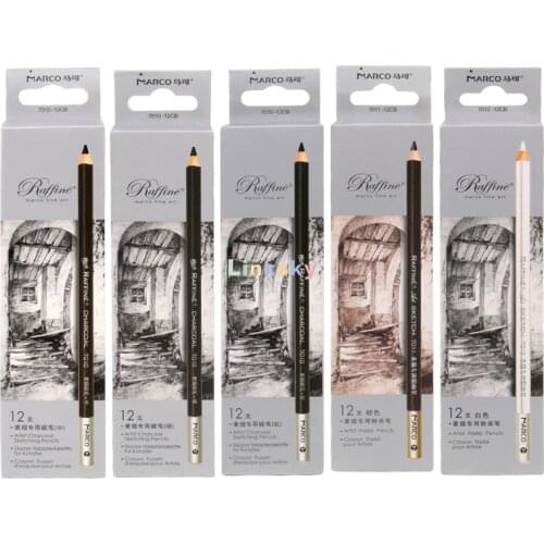 MARCO 12Pcs/box Professional Wood Drawing Sketch Pencil,Soft Pastel,Charcoal Pen For Student Drawing Sketch Art Supplies